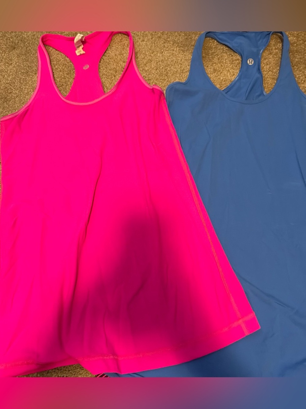 lululemon athletica Womenās Racerback Tank Tops - Hot Pink & Blue purpleish